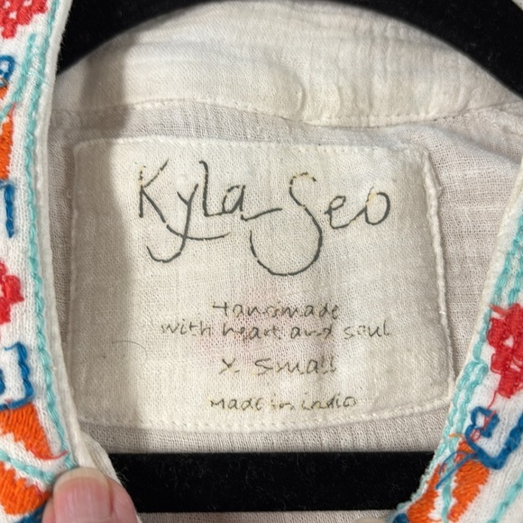 Kyla Seo Button Up Oversized Shirt White/Ivory Boho Chic 100% Cotton Size XS - Picture 2 of 15